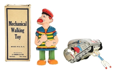 LOT OF 2: AMERICAN MADE TIN-LITHO WIND-UP POPEYE AND