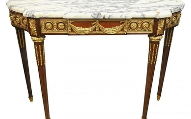 LOUIS XVI STYLE DORE BRONZE-MOUNTED CONSOLE MARBLE TOP