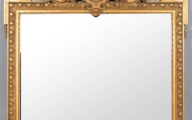 LOUIS XVI STYLE GILTWOOD AND COMPOSITION OVERMANTEL MIRROR, 19TH CENTURY
