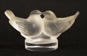 Lalique crystal Kissing Doves figure inscribed mark to base,...