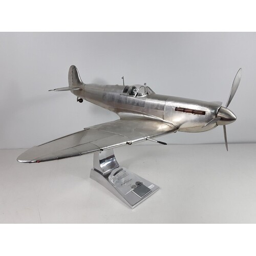 Large AM (authentic models) Spitfire on stand with signed pl...