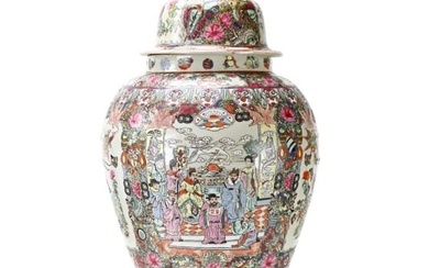 Large Chinese Famille Rose Porcelain Floor Urn