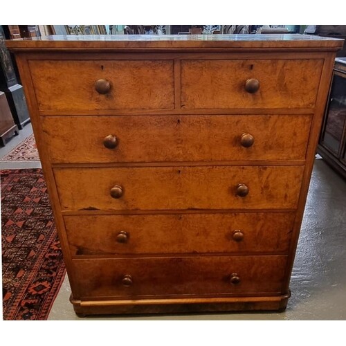 Large Victorian walnut straight front of two short and four ...