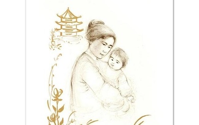 Lei Jeigiong and her Baby in the Garden of Yun-Tai by Hibel (1917-2014)