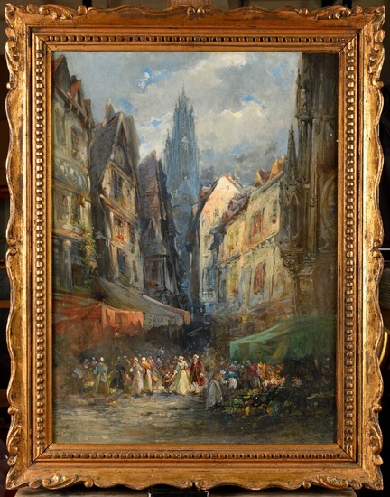 Léonard SAURFELT (c.1840-?) La marché Huile... - Lot 57 - Osenat