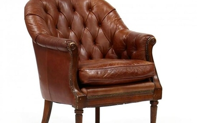 Lillian August, Tufted Leather Armchair