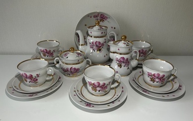 Lomonosov Imperial Porcelain Factory - Coffee set for 6 - Gold-plated, Porcelain