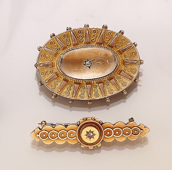 Lot 2 brooches , german approx. 1860s,...
