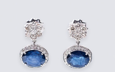 A Pair Sapphire Diamond Earring