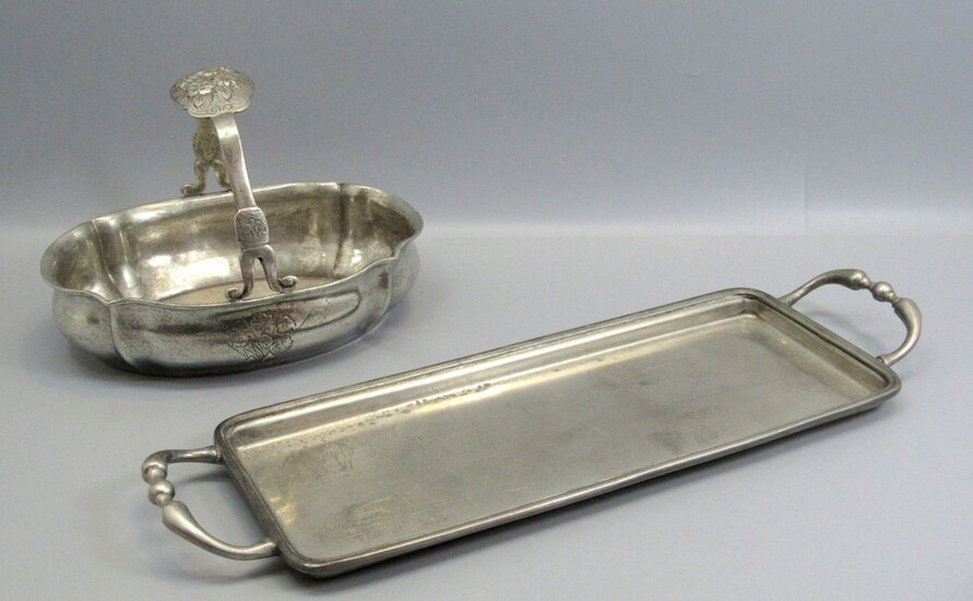 Lot of 2 Antique Style European Pewter Dishes