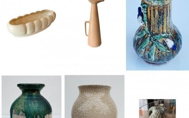 Lot of 6 Vintage Ceramic Pieces, Vases & Pitchers
