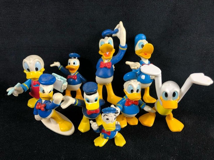 Lot of 9 Vintage Donald Duck Figurine Plastic Classic
