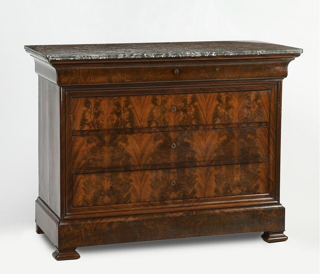 Louis-Philippe style marble top mahogany commode