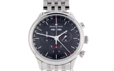 MAURICE LACROIX - a gentleman's stainless steel Les Classiques triple-date chronograph bracelet watch.