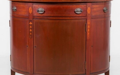 Mahogany inlaid demilune cabinet