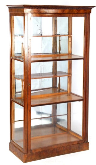 (-), Mahogany veneer 1-door display cabinet with corrugated...