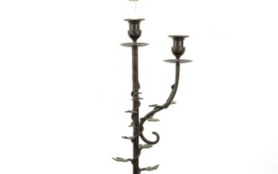 Maitland-Smith (British) Bronze Floor Lamp, Vine & Tendril Motif, H 68" W 11" L 13"