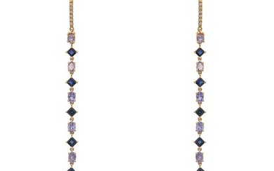 Meredith Marks - Statement earrings - 18 kt. Rose gold Tanzanite - Sapphire