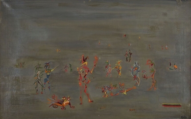 Michel CADORET (1912-1985) « Autres personnages » Huile sur toile signée en as à droite...