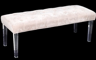 Mid Century Custom Upholstered Lucite Bench