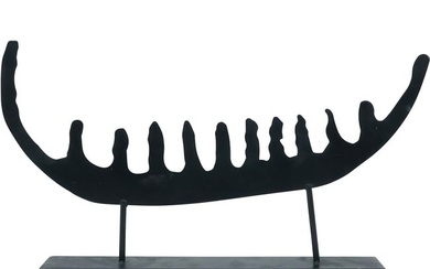 Mid-Century Modern Brutalist Cut-Metal Sculpture Mounted on a Base, 16 inches length