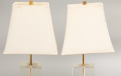 Mid century pair of cut glass table lamps