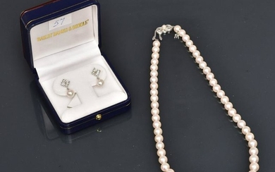 Mikimoto Cultured Pearl Necklace and Earrings