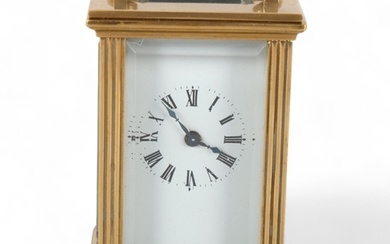 Miniature French brass-cased carriage clock, height 8.5cm