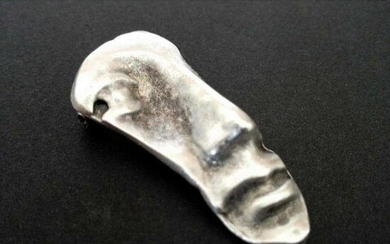 Modern Abstract Silver Plated Face Brooch Pin
