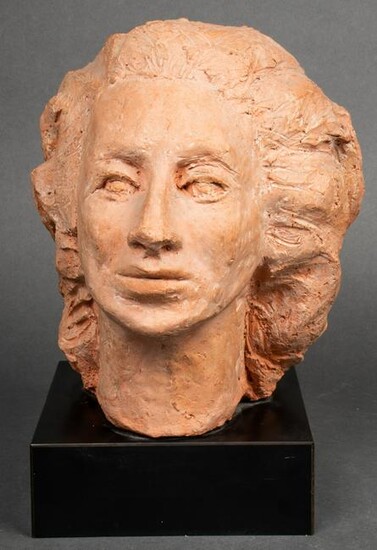 Modern Clay Sculpture, Head of Woman