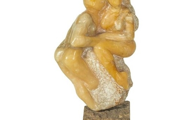 Modern Figural Abstract Stone Nude Lover Sculpture
