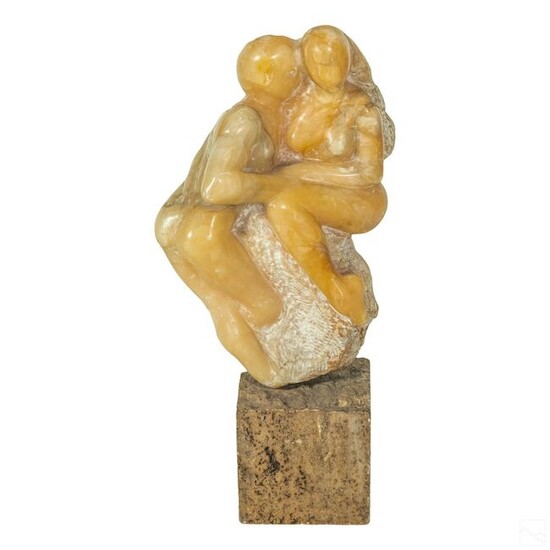 Modern Figural Abstract Stone Nude Lover Sculpture