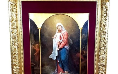 Monumental 18th C. Oil on Canvas of Mary & Jesus