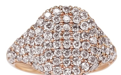 ***NO RESERVE*** 1.30 Carat Fancy Pink Diamond Dome - Pink gold - Ring