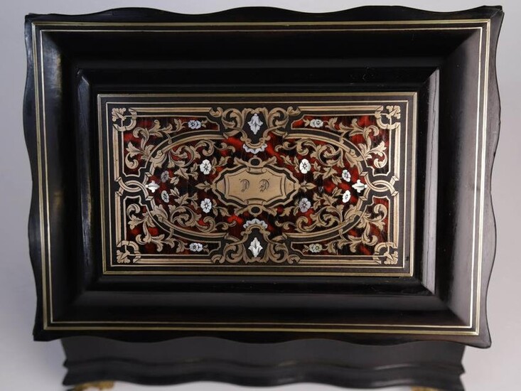 Napoleon III Boulle Inlaid Ebonized Sewing Box, 3rd Quarter of the 19th Century