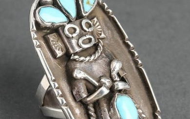 Native American Indian Silver Turquoise Ring