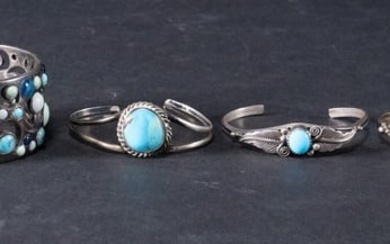 Native American Navajo Sterling Silver & Turquoise Jewelry Collection Group Lot