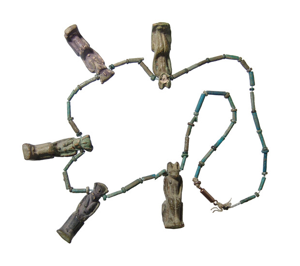 Necklace comprised of Egyptian beads & modern amulets
