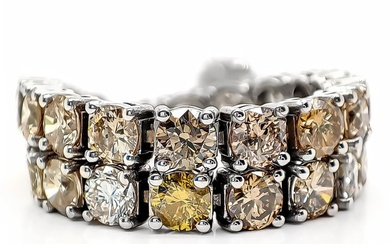 No Reserve Price - IGI Certified 9.55 Carat Fancy Diamonds - Bracelet White gold