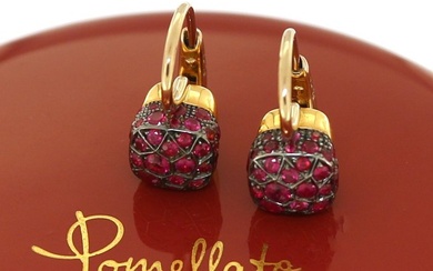 No Reserve Price - Pomellato - Earrings - Nudo - 18 kt. Rose gold, White gold Ruby