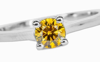 No Reserve Price - Ring - 18 kt. White gold - 0.50 tw. Orange Diamond (Natural coloured)