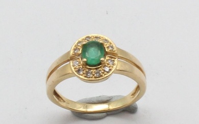 No Reserve Price - Ring - 18 kt. Yellow gold Emerald - Diamond