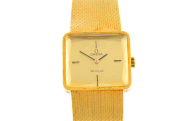 OMEGA - a yellow metal De Ville bracelet watch, 25x22mm.