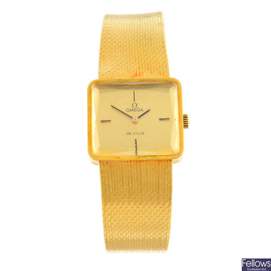 OMEGA - a yellow metal De Ville bracelet watch, 25x22mm.