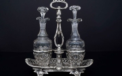 Oil & Vinegar Cruet Stand - .950 silver - Charles Harleux after 1891 - France - Late 19th century