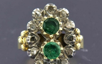 Old Dutch ring with diamond and emerald