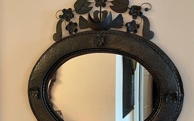 Ornate arts and Crafts Hand metal Mirror