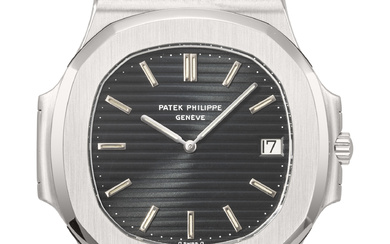 PATEK PHILIPPE. A VERY RARE STAINLESS STEEL AUTOMATIC WRISTWATCH WITH...