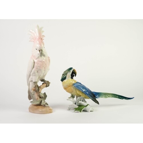 POST WAR ROYAL DUX MODEL OF A COCKATOO, heightened in pink a...