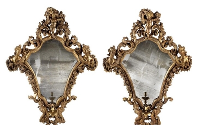 Paar figürliche Barock Spiegel-Leuchter